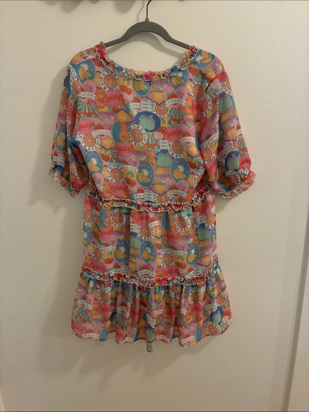 Colorful Boho Ruffle Peasant Dress - Multicolor - Picture 2 of 3